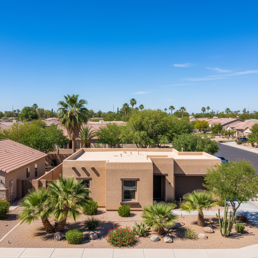 Completed residential stucco work at a residential property in Surprise, AZ