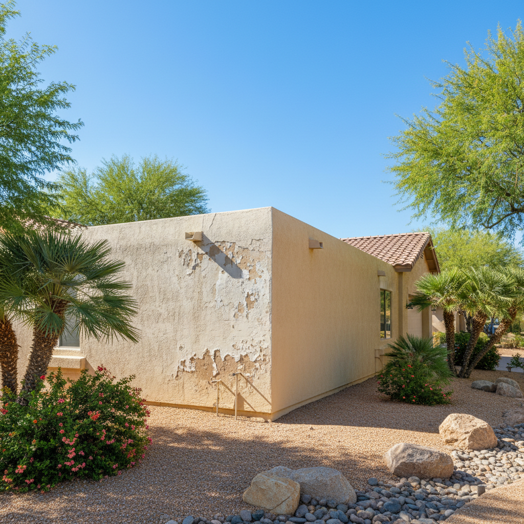 Completed stucco repair work at a residential property in Scottsdale, AZ