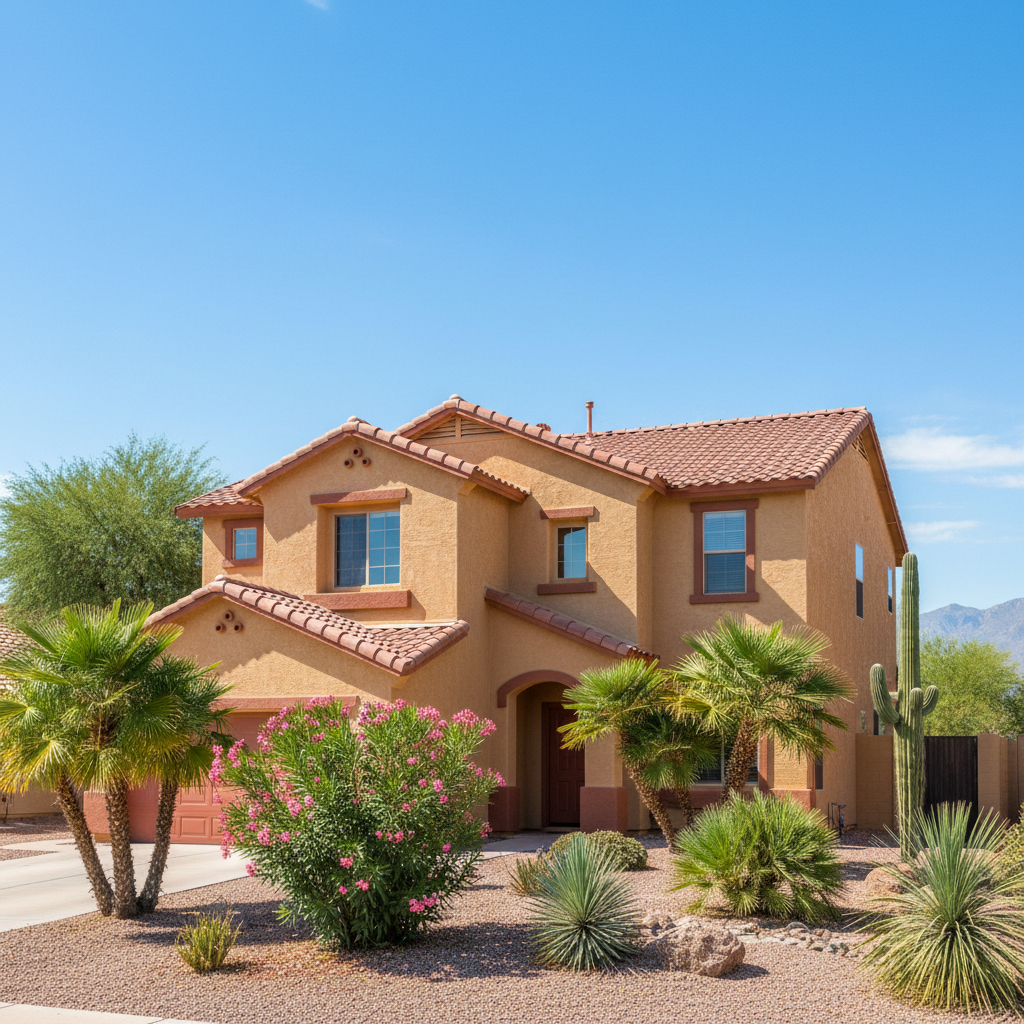 Completed stucco painting work at a residential property in Peoria, AZ