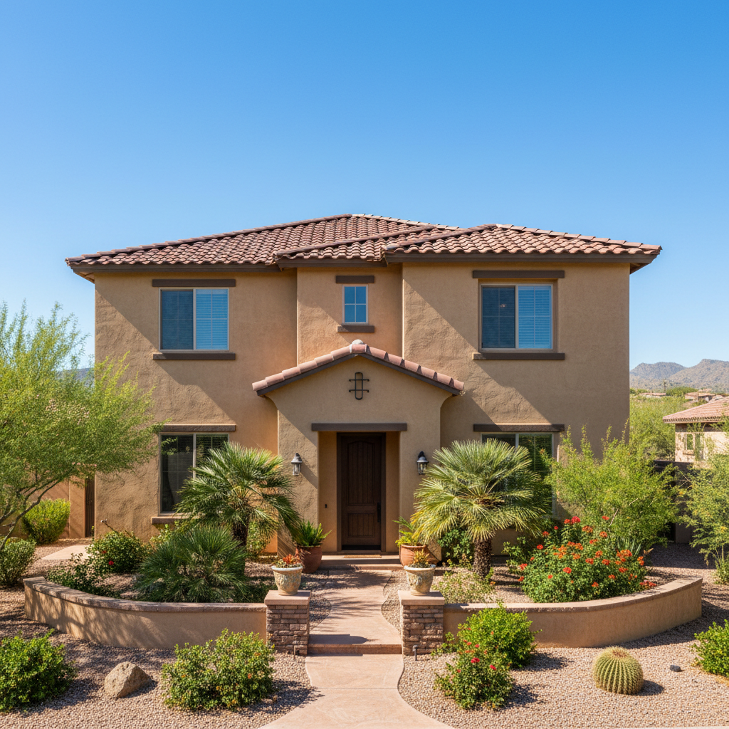 Completed residential stucco work at a residential property in Scottsdale, AZ