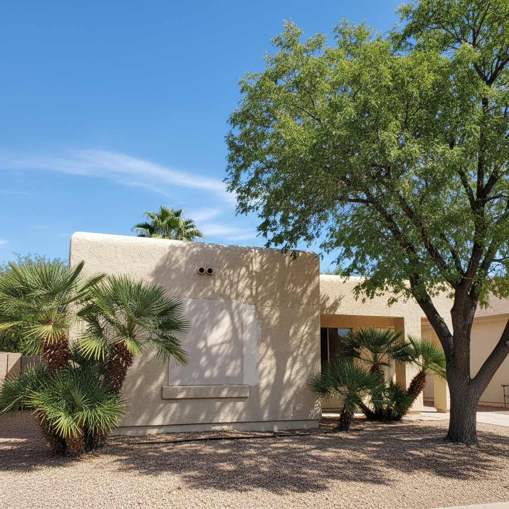 Completed stucco repair work at a residential property in Surprise, AZ