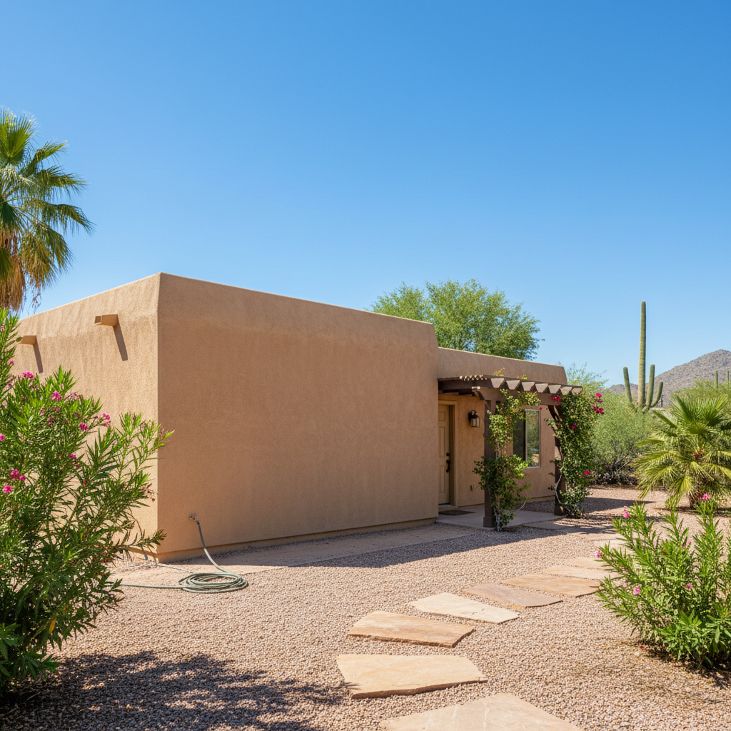 Completed stucco installation work at a residential property in Scottsdale, AZ