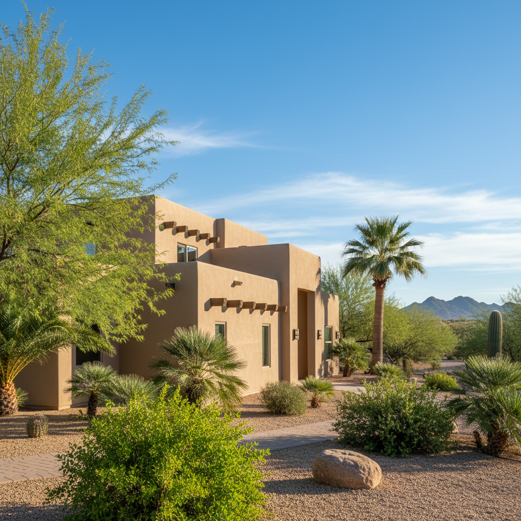 Completed commercial stucco work at a residential property in Scottsdale, AZ