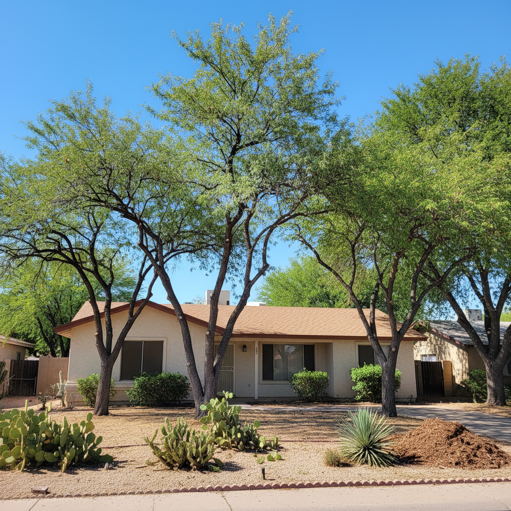 Completed tree trimming work at a residential property in Coolidge, AZ