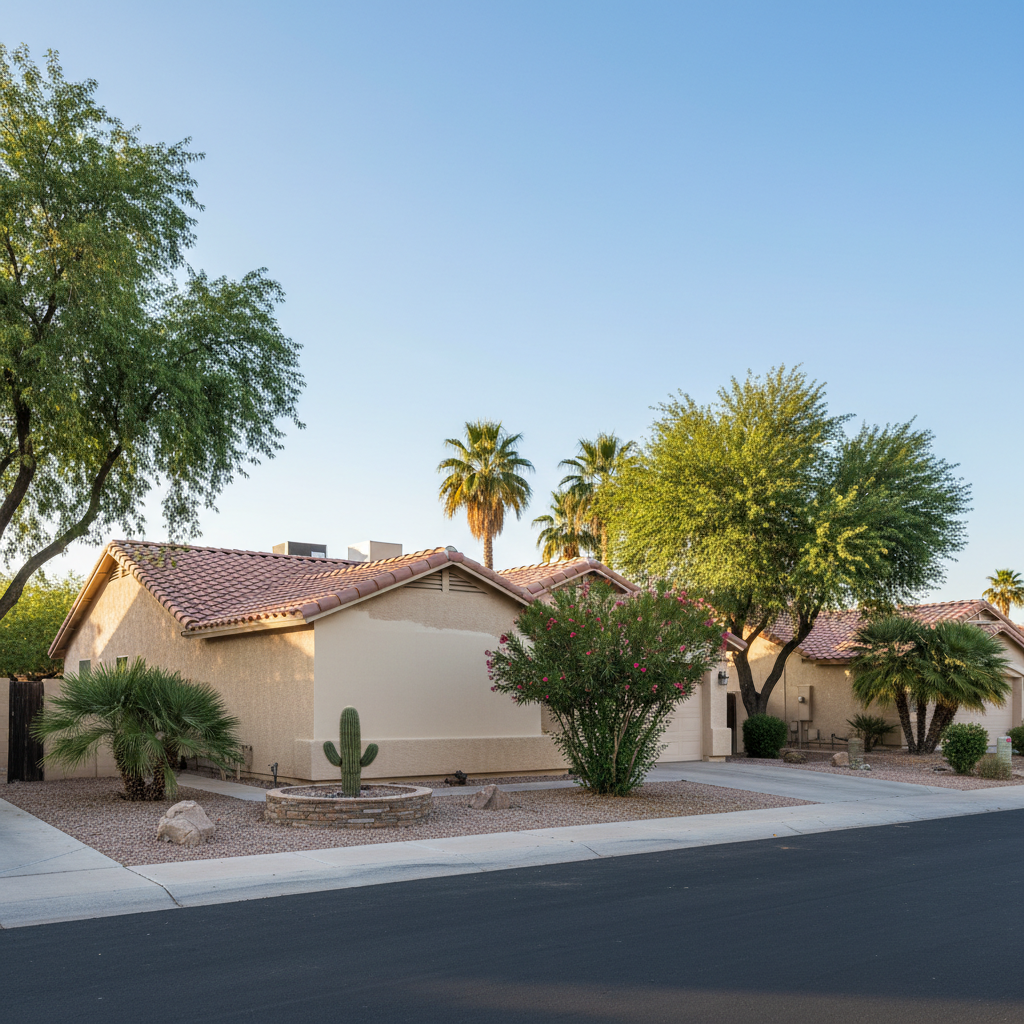 Completed stucco repair work at a residential property in Tempe, AZ