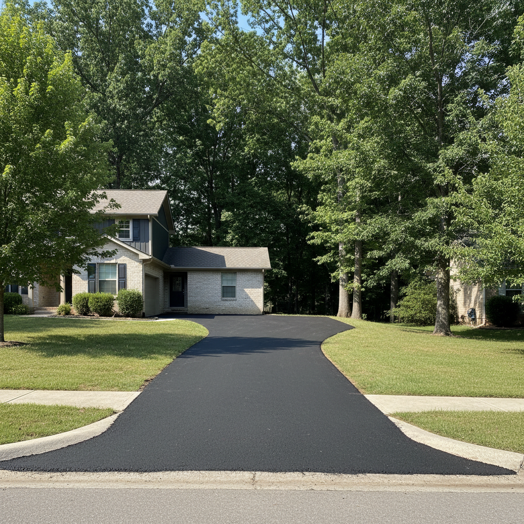 Completed driveway paving work at a residential property in Bentonville, AR