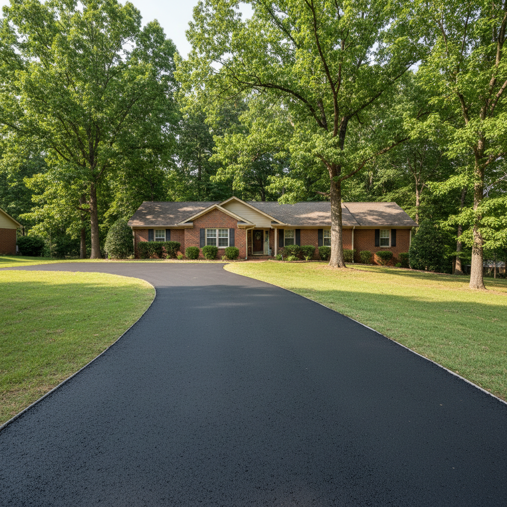 Completed asphalt paving work at a residential property in Fayetteville, AR