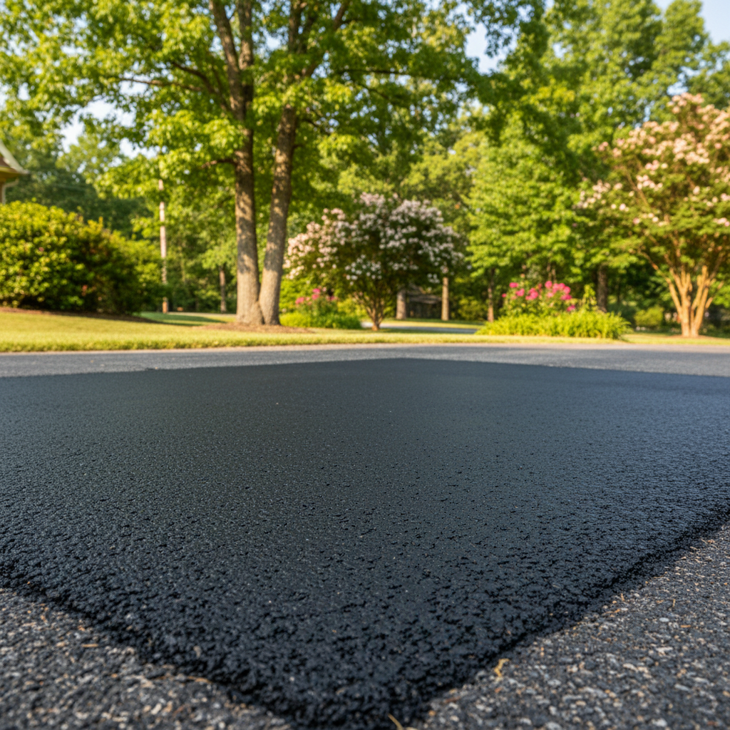 Completed asphalt repair work at a residential property in Bentonville, AR
