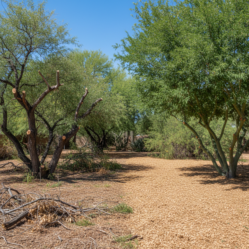 Completed tree trimming work at a residential property in Coolidge, AZ