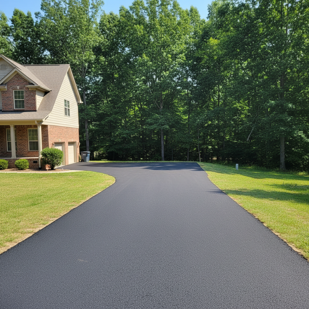 Completed driveway paving work at a residential property in Fayetteville, AR