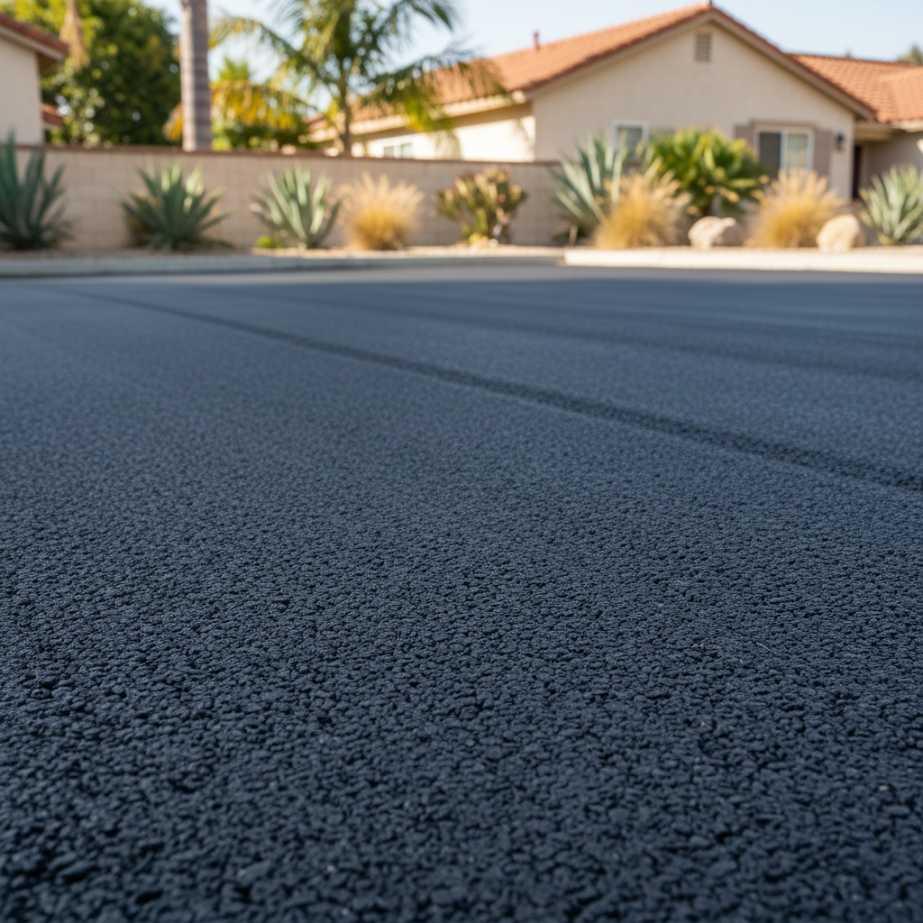 Completed parking lot paving work at a residential property in Irvine, CA