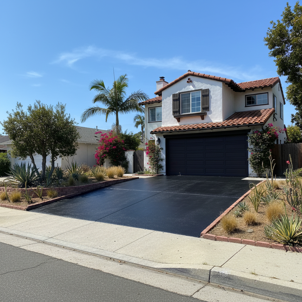 Completed slurry coating work at a residential property in Long Beach, CA