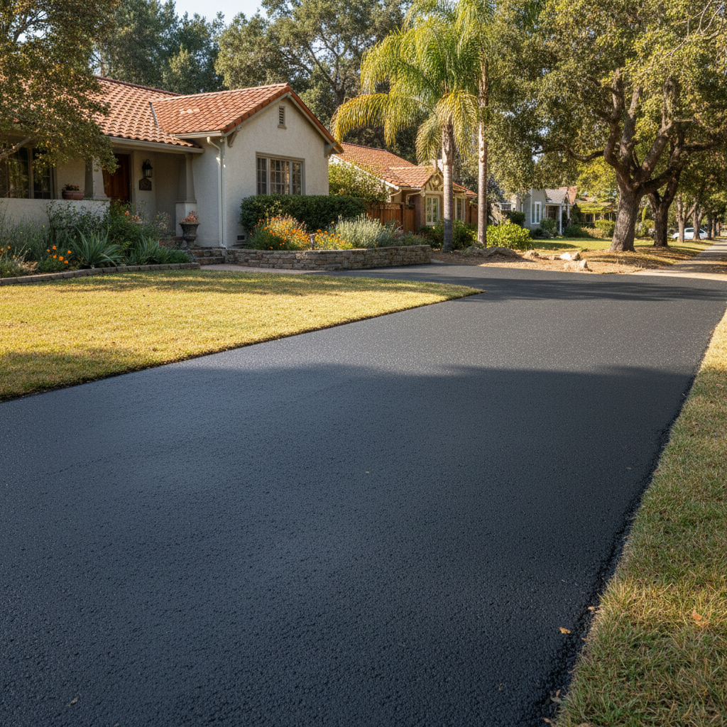 Completed slurry coating work at a residential property in Palo Alto, CA