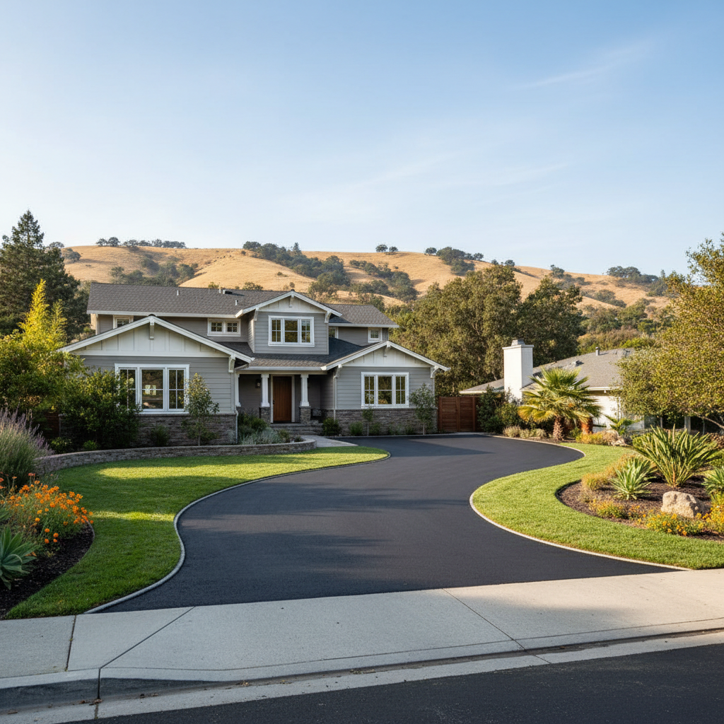 Completed residential asphalt work at a residential property in Burlingame, CA