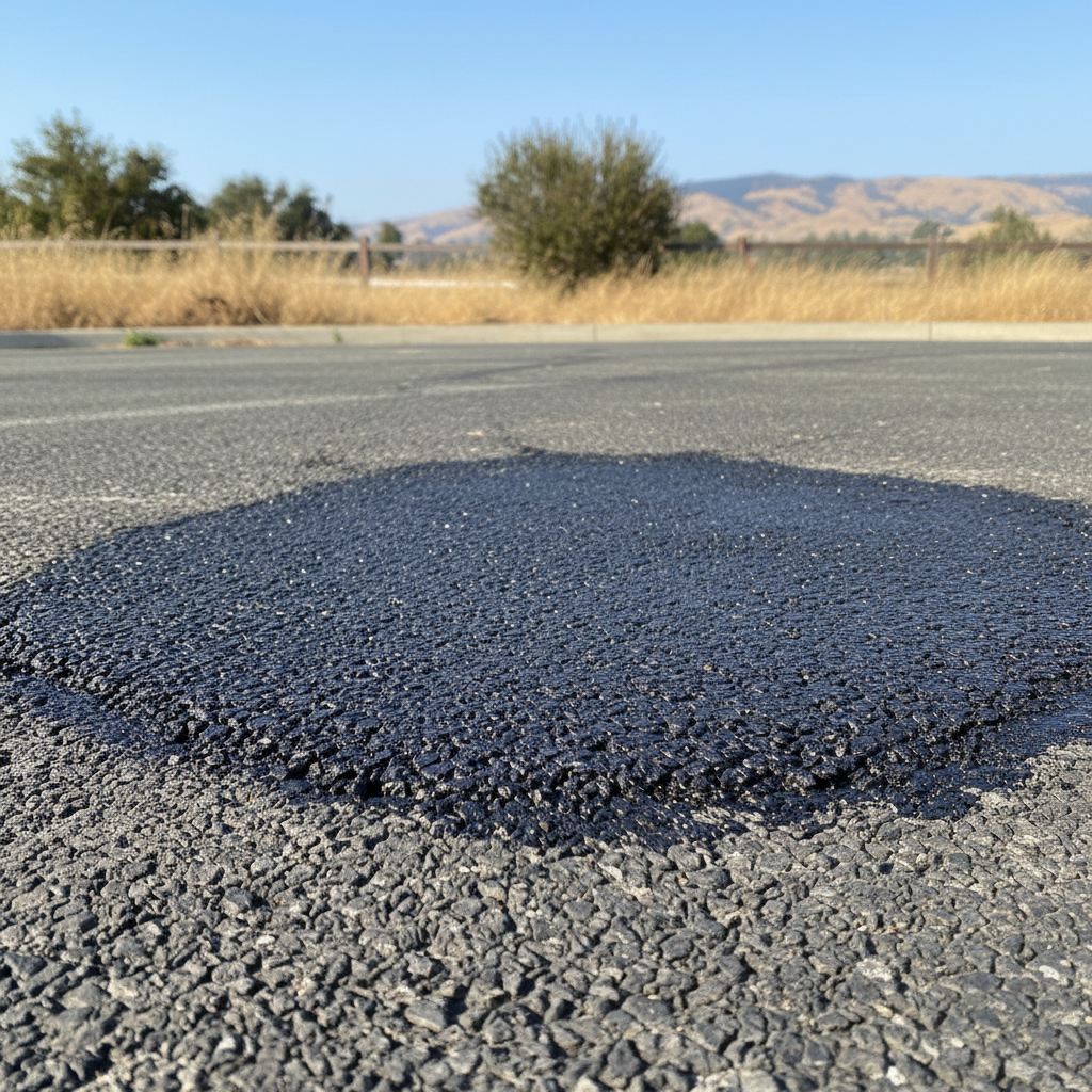 Completed asphalt patching work at a residential property in Fremont, CA