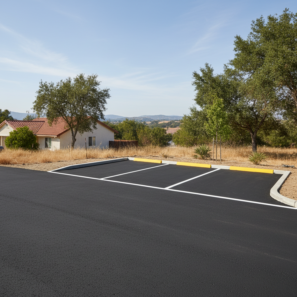 Completed asphalt striping work at a residential property in Murrieta, CA