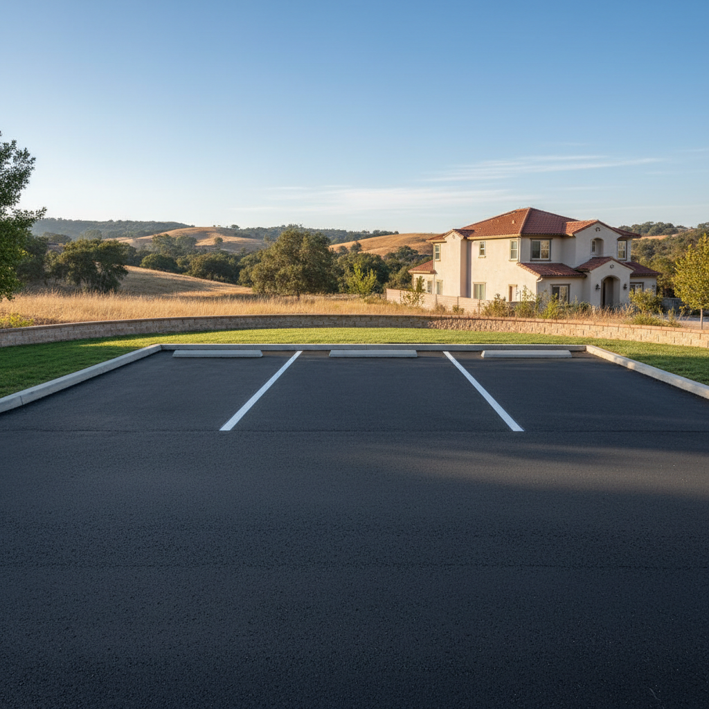 Completed parking lot paving work at a residential property in Chico, CA