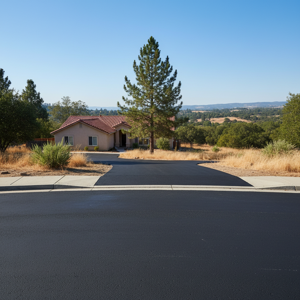 Completed slurry coating work at a residential property in Redding, CA