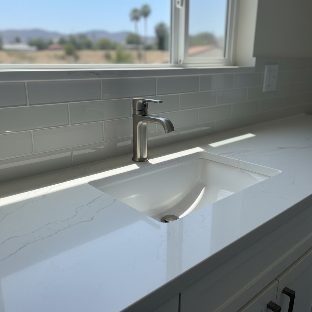 Completed vanity and sink installation work at a residential property in Baldwin Park, CA