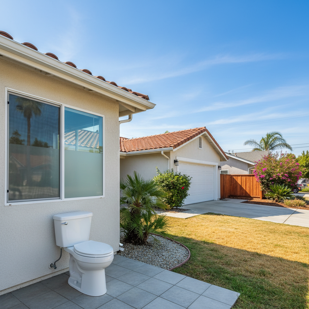 Completed toilet installation work at a residential property in Buena Park, CA