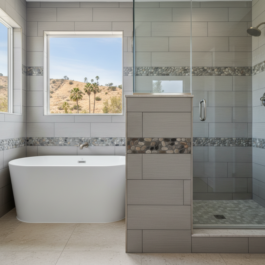 Completed bathtub and shower installation work at a residential property in El Monte, CA