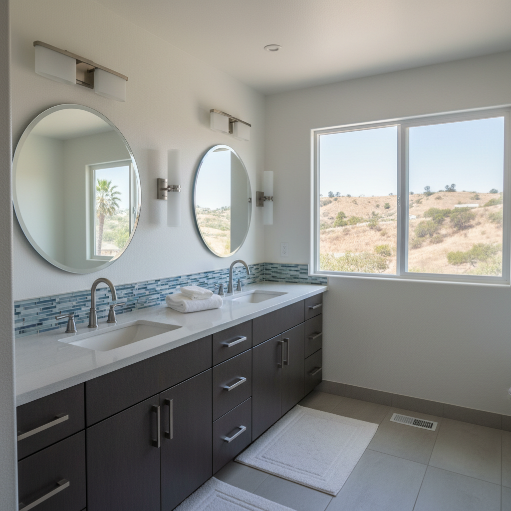 Completed vanity and sink installation work at a residential property in Fountain Valley, CA