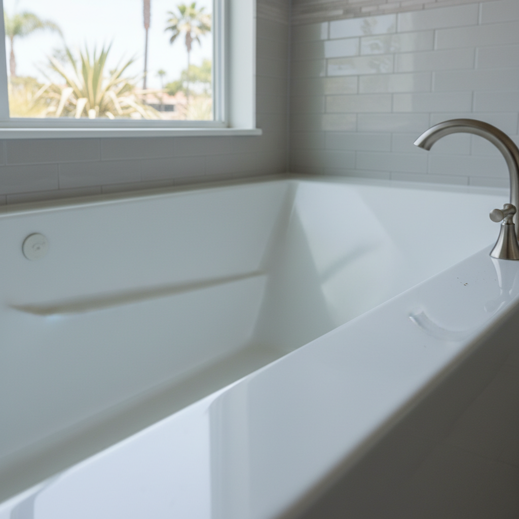 Completed bathtub replacement work at a residential property in Huntington Beach, CA