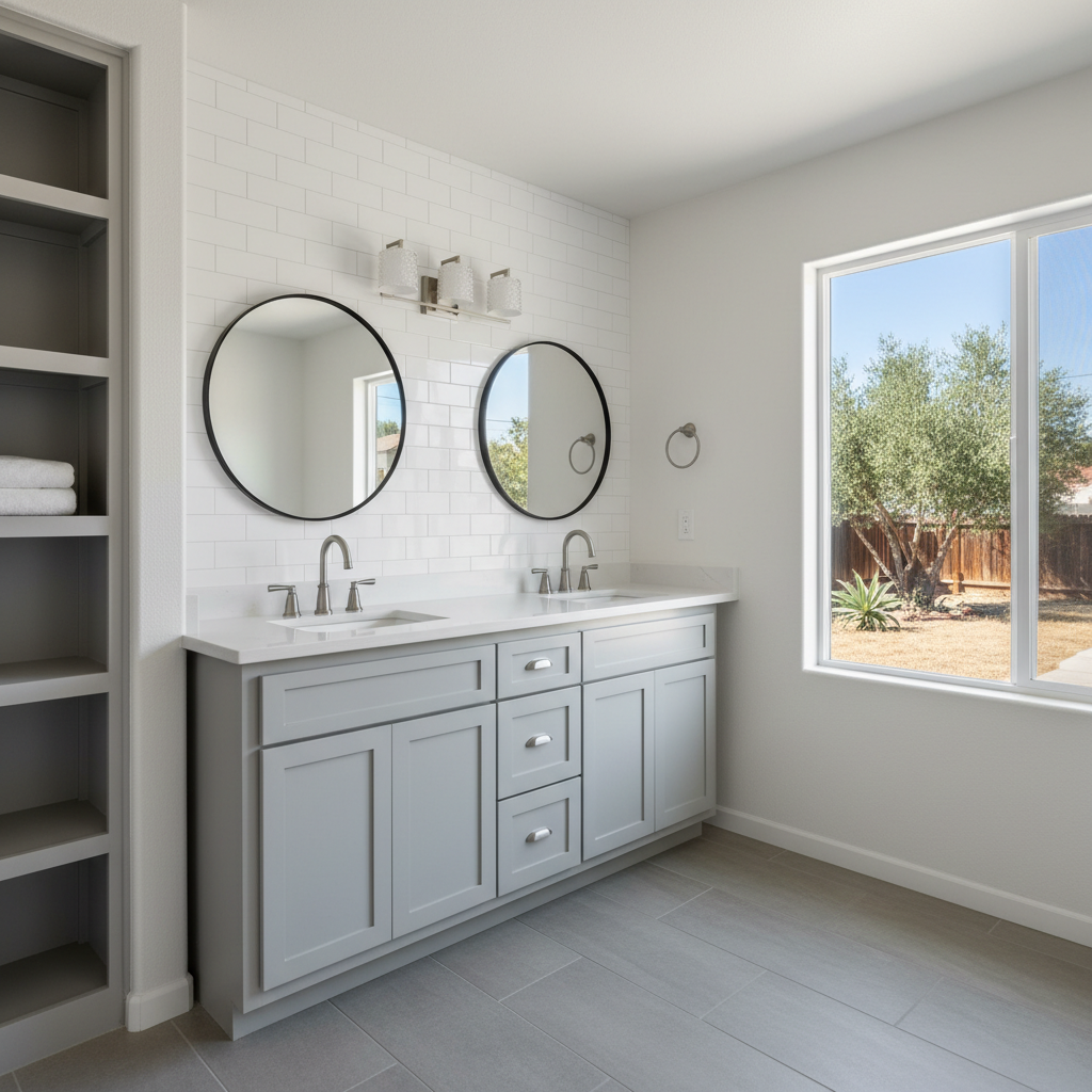 Completed vanity and sink installation work at a residential property in La Mirada, CA