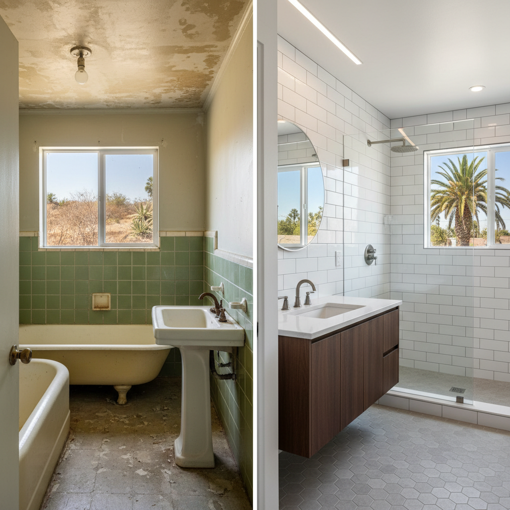 Completed bathroom modernization work at a residential property in Whittier, CA