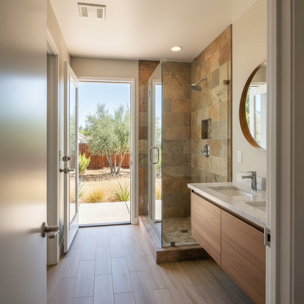 Completed bathroom expansion work at a residential property in Roseville, CA
