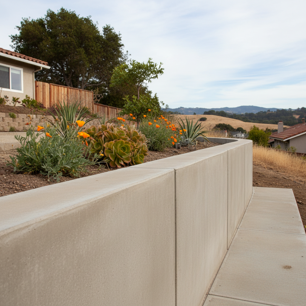 Completed concrete retaining walls work at a residential property in San Francisco, CA
