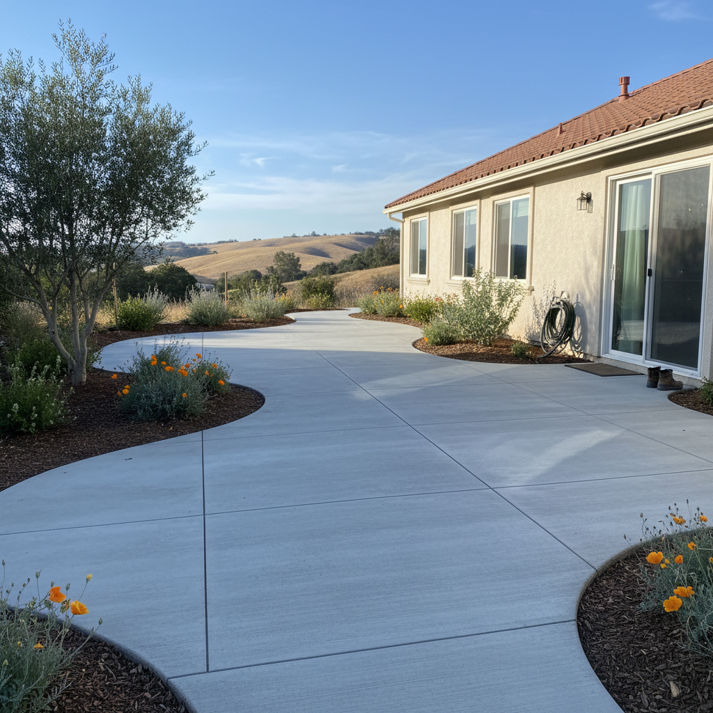 Completed concrete installation work at a residential property in Stockton, CA