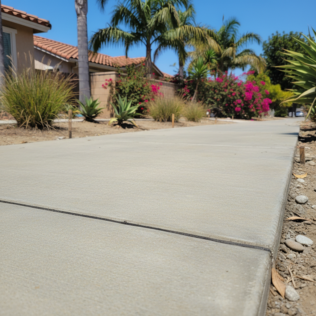 Completed concrete sidewalks work at a residential property in Ventura, CA