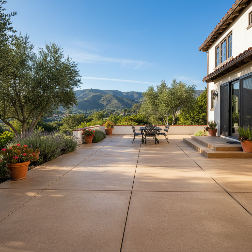 Completed concrete patios work at a residential property in Santa Barbara, CA