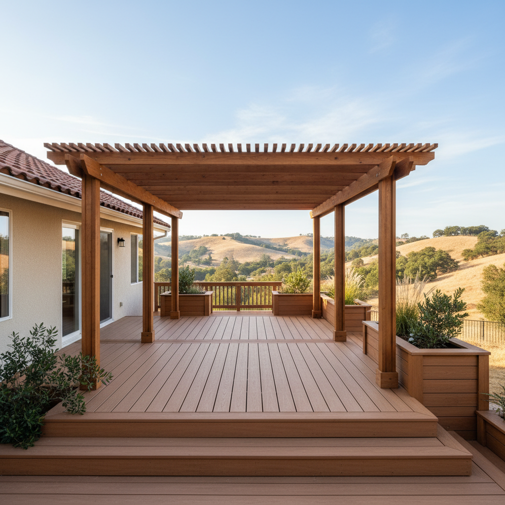Completed pergola construction work at a residential property in Chico, CA