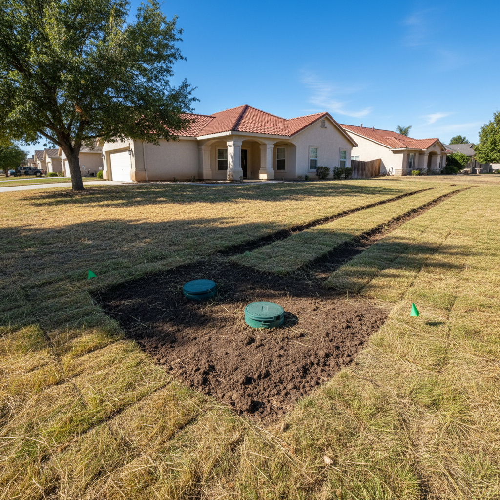 Completed septic system inspection work at a residential property in Fresno, CA