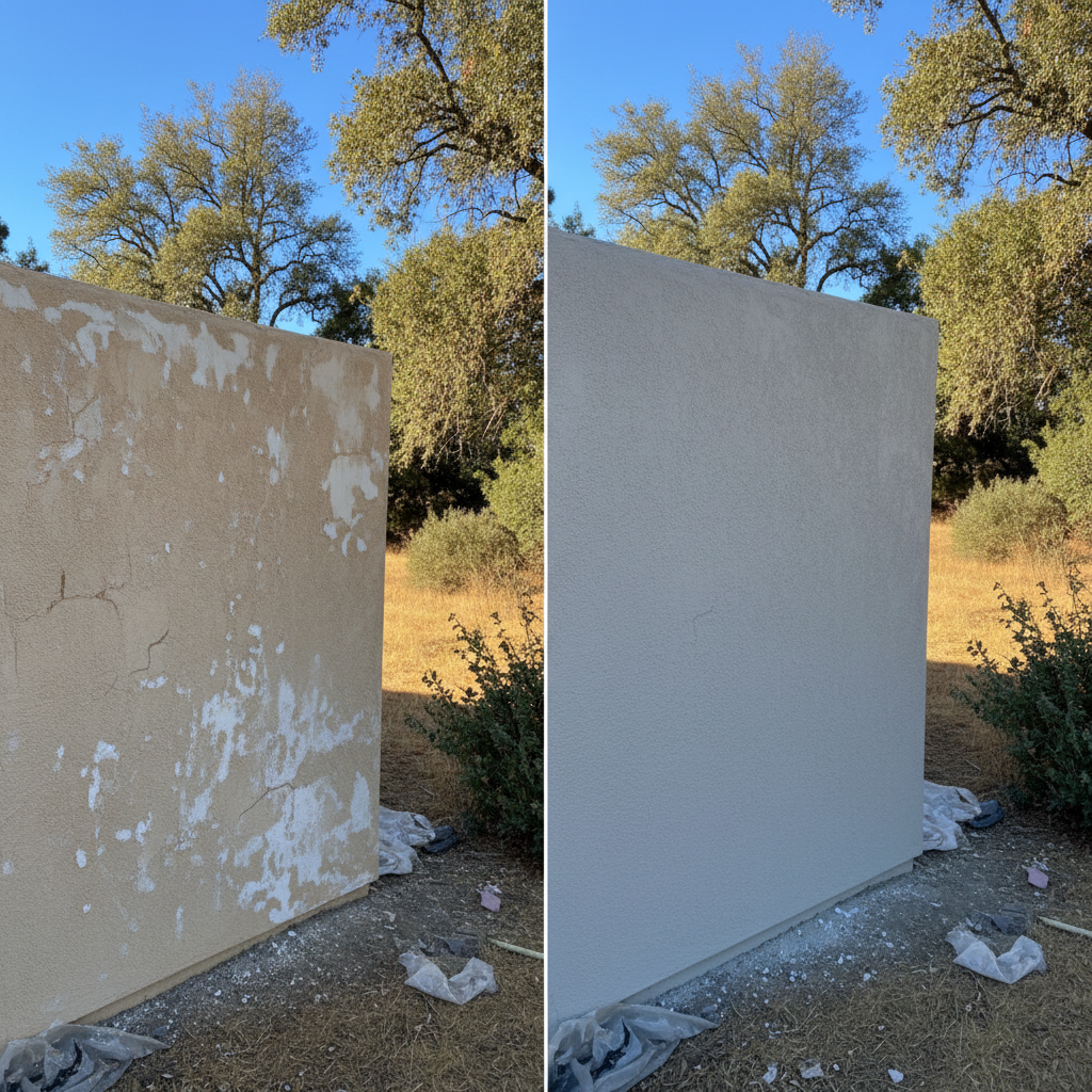 Completed stucco replacement work at a residential property in Chico, CA