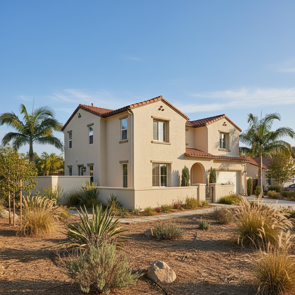 Completed stucco installation work at a residential property in Burbank, CA