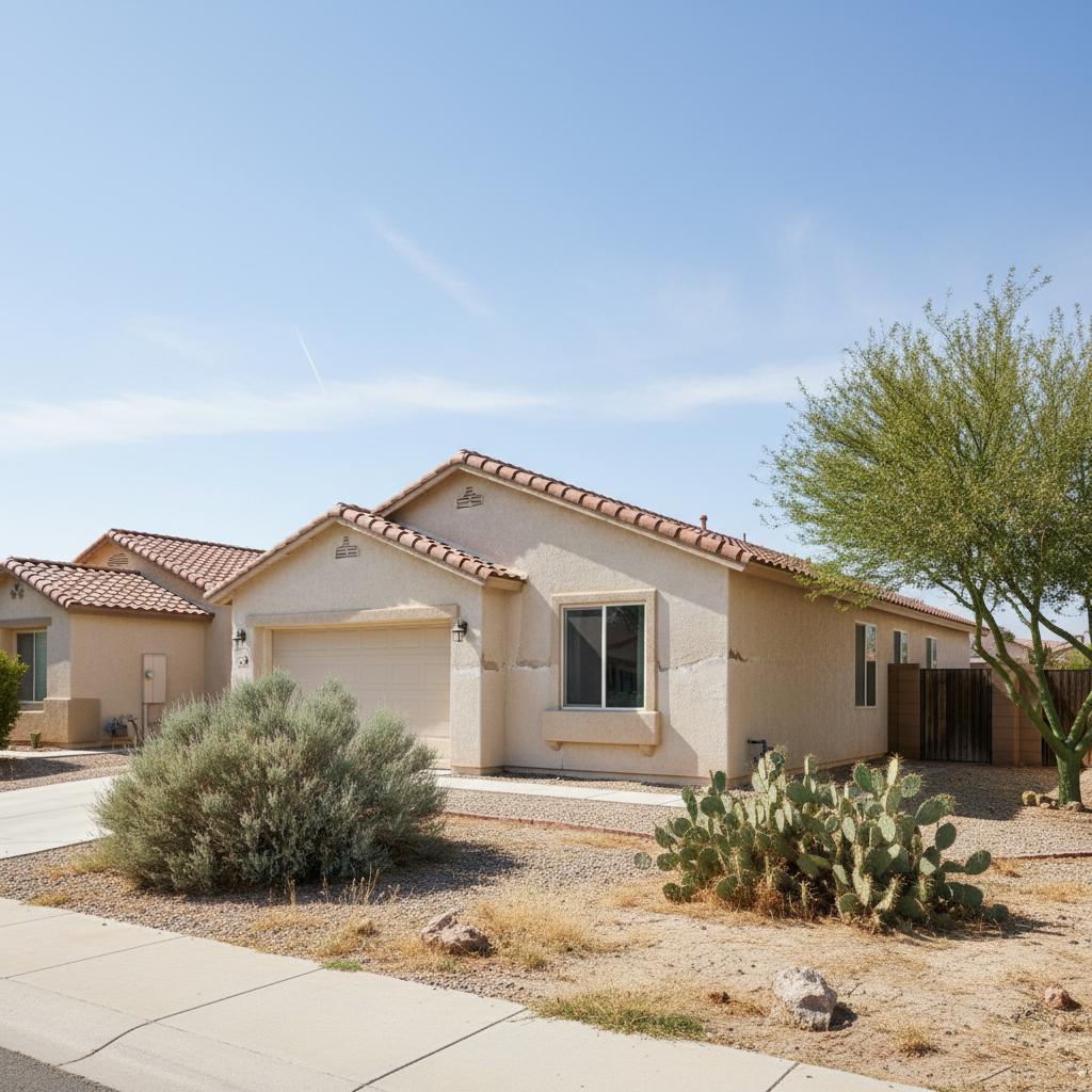 Completed stucco repair work at a residential property in Palmdale, CA