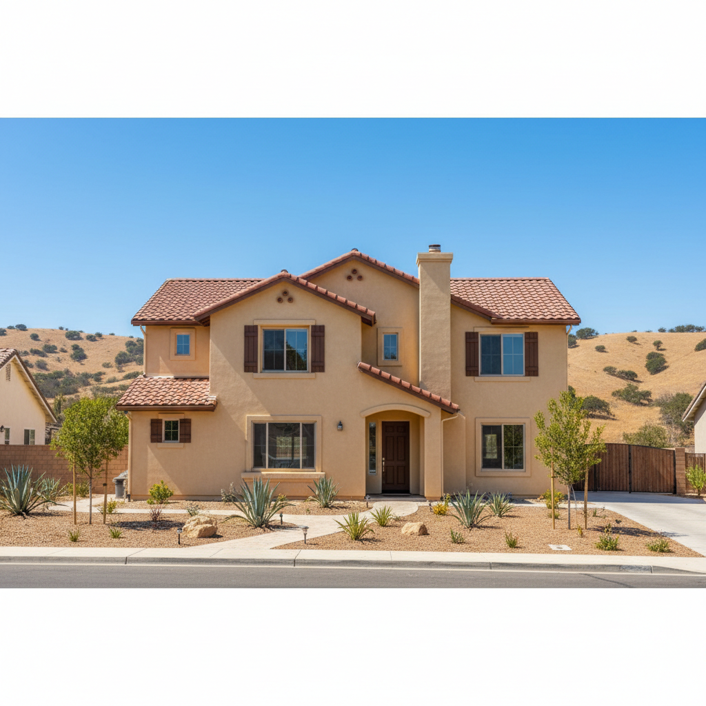 Completed stucco painting work at a residential property in San Bernardino, CA