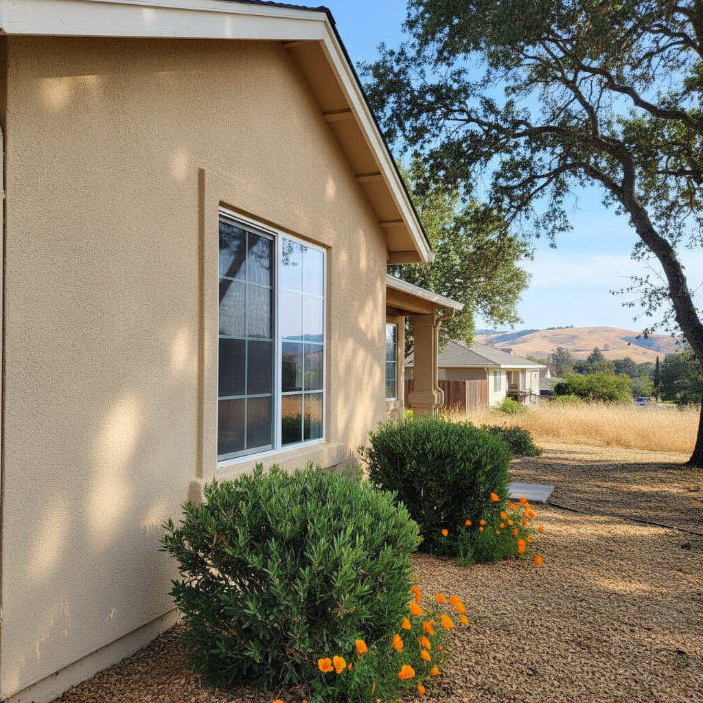Completed residential stucco work at a residential property in Modesto, CA