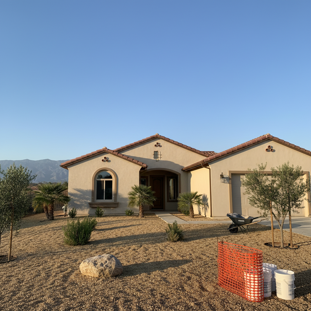 Completed stucco installation work at a residential property in Fresno, CA