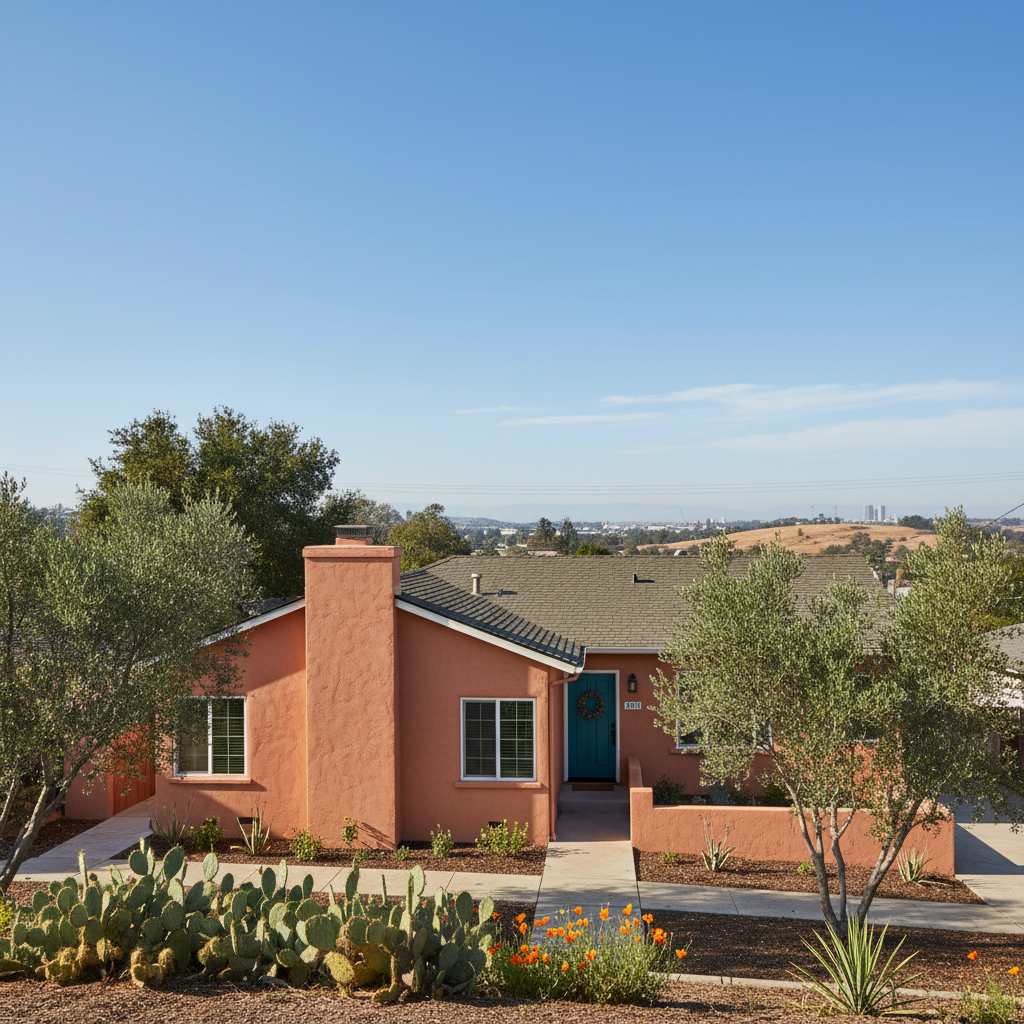 Completed stucco painting work at a residential property in Pittsburg, CA