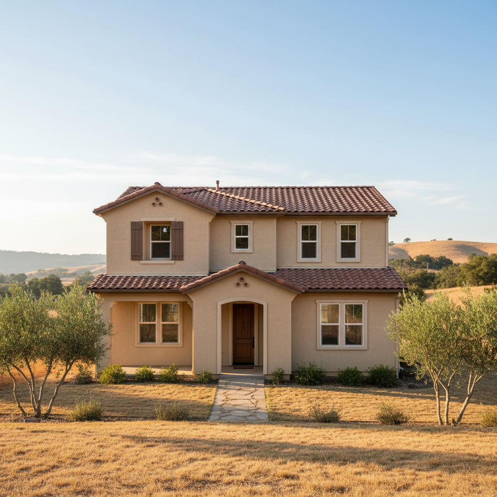 Completed stucco installation work at a residential property in Fairfield, CA