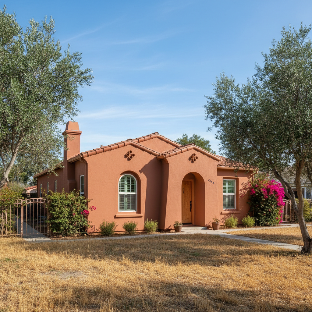 Completed stucco painting work at a residential property in Stockton, CA