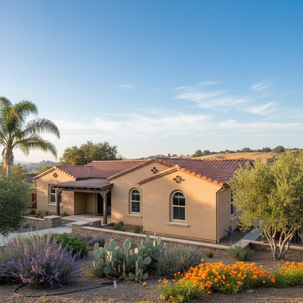 Completed stucco installation work at a residential property in Stockton, CA