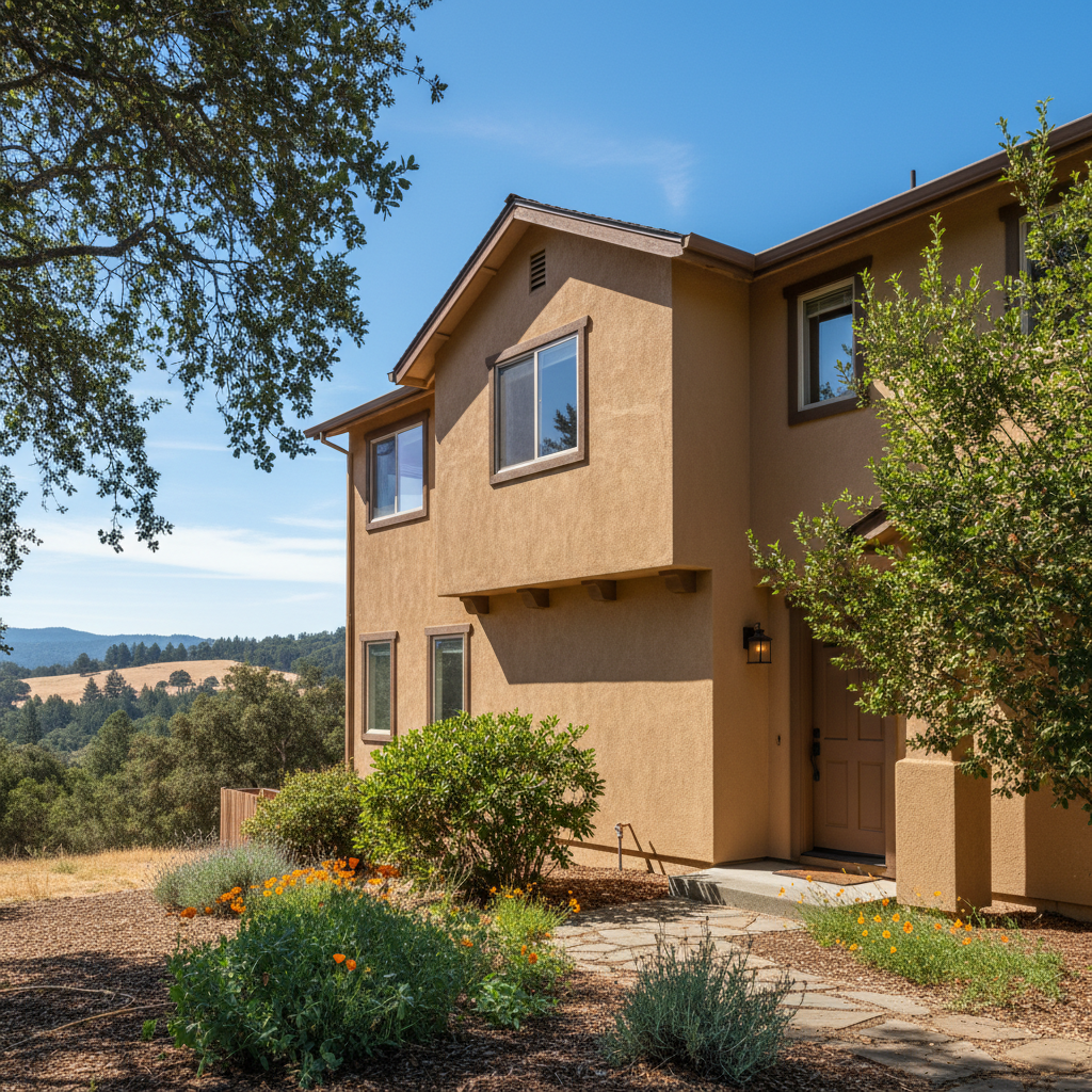 Completed residential stucco work at a residential property in Santa Rosa, CA