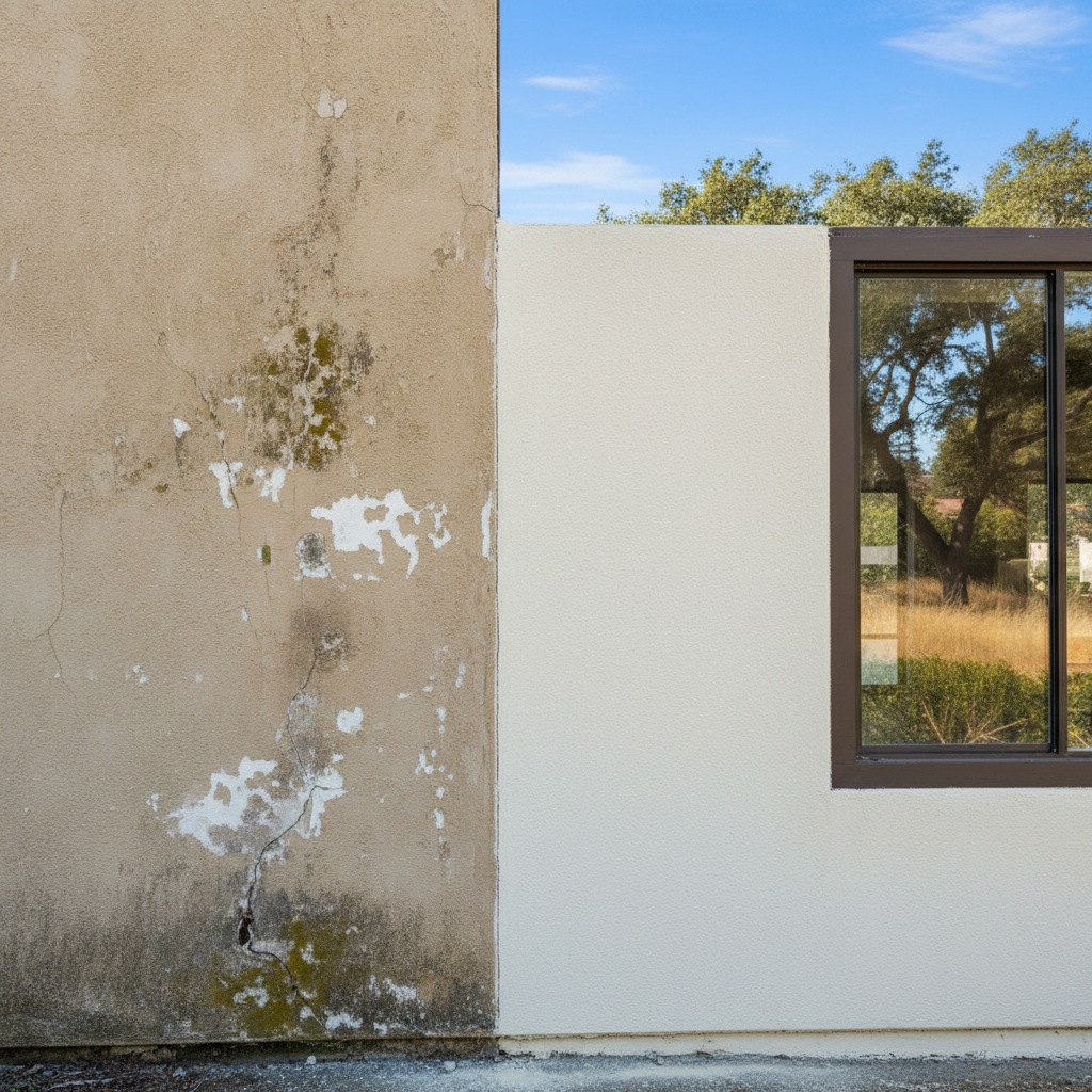 Completed stucco replacement work at a residential property in Saratoga, CA