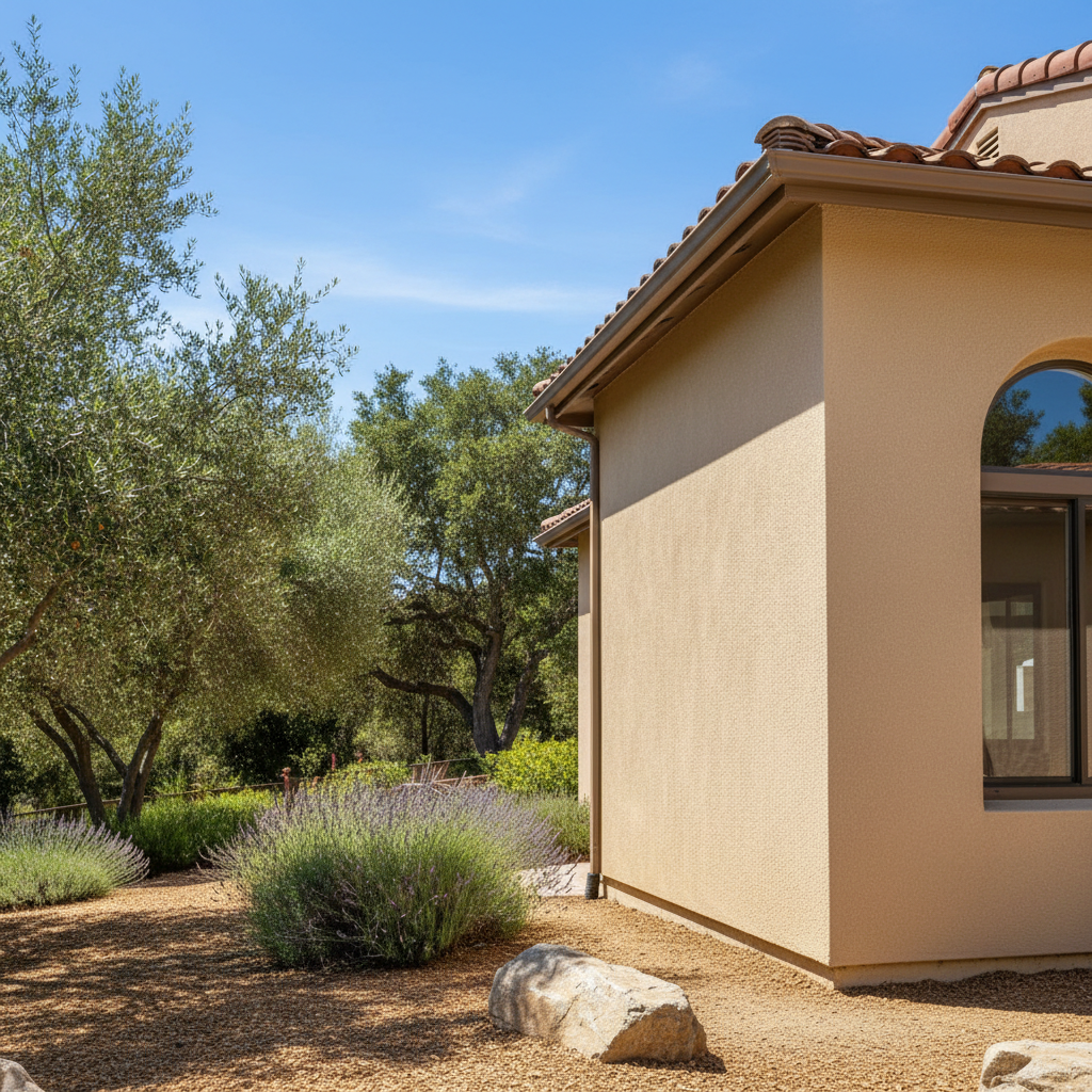 Completed residential stucco work at a residential property in Saratoga, CA