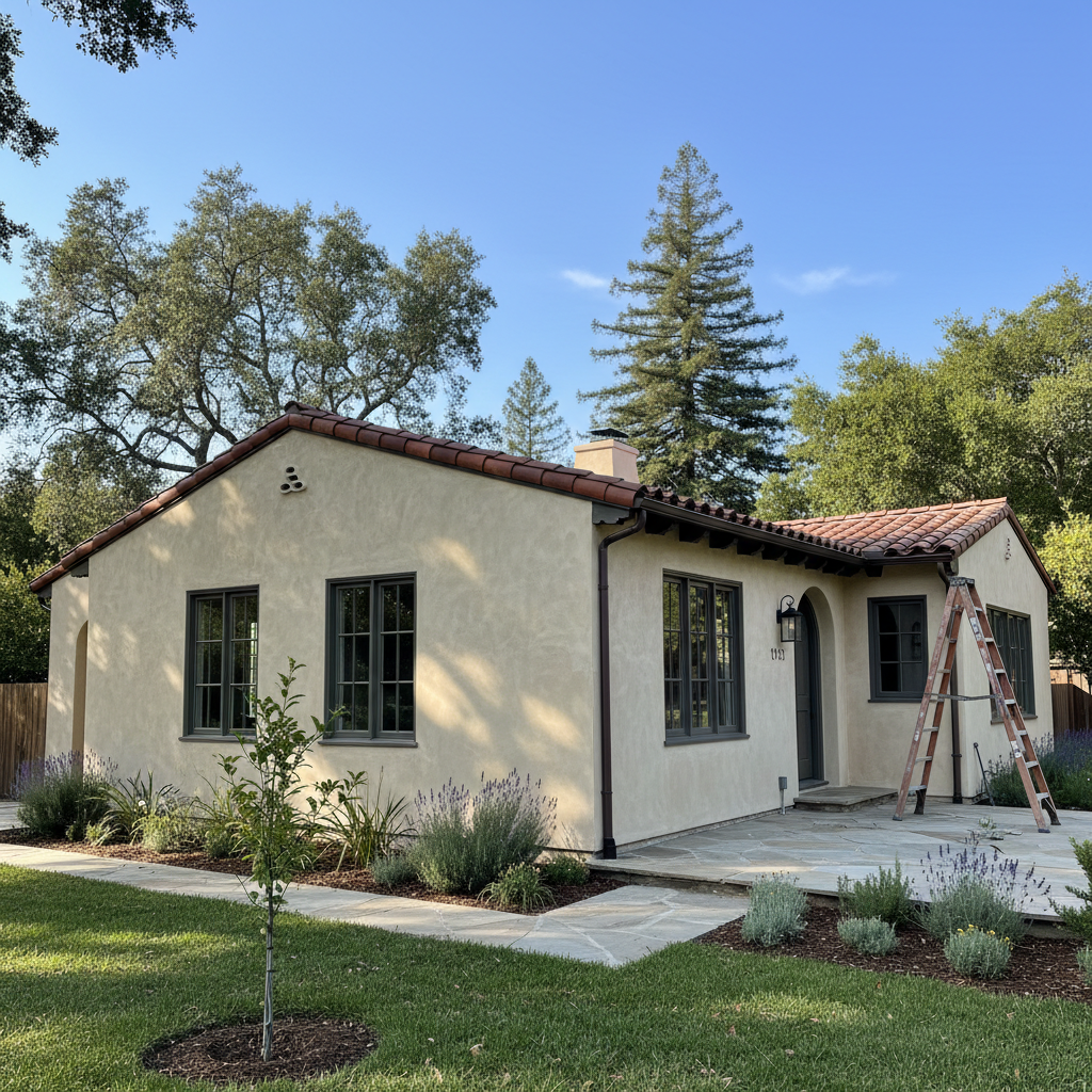 Completed stucco removal work at a residential property in Atherton, CA